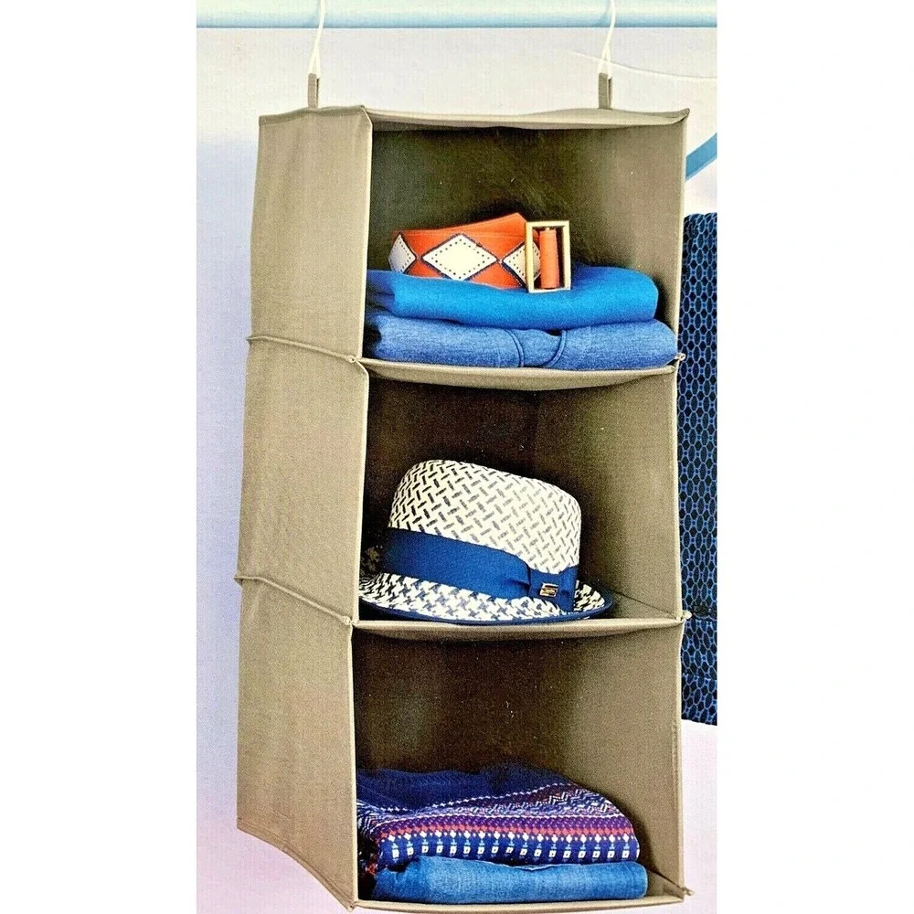 Hanging Closet Organizer Easy Mount Foldable 3-Shelf Hanging‎ Closet New